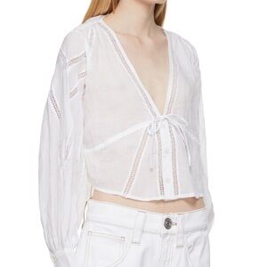 Frame White Lace Empire Blouse